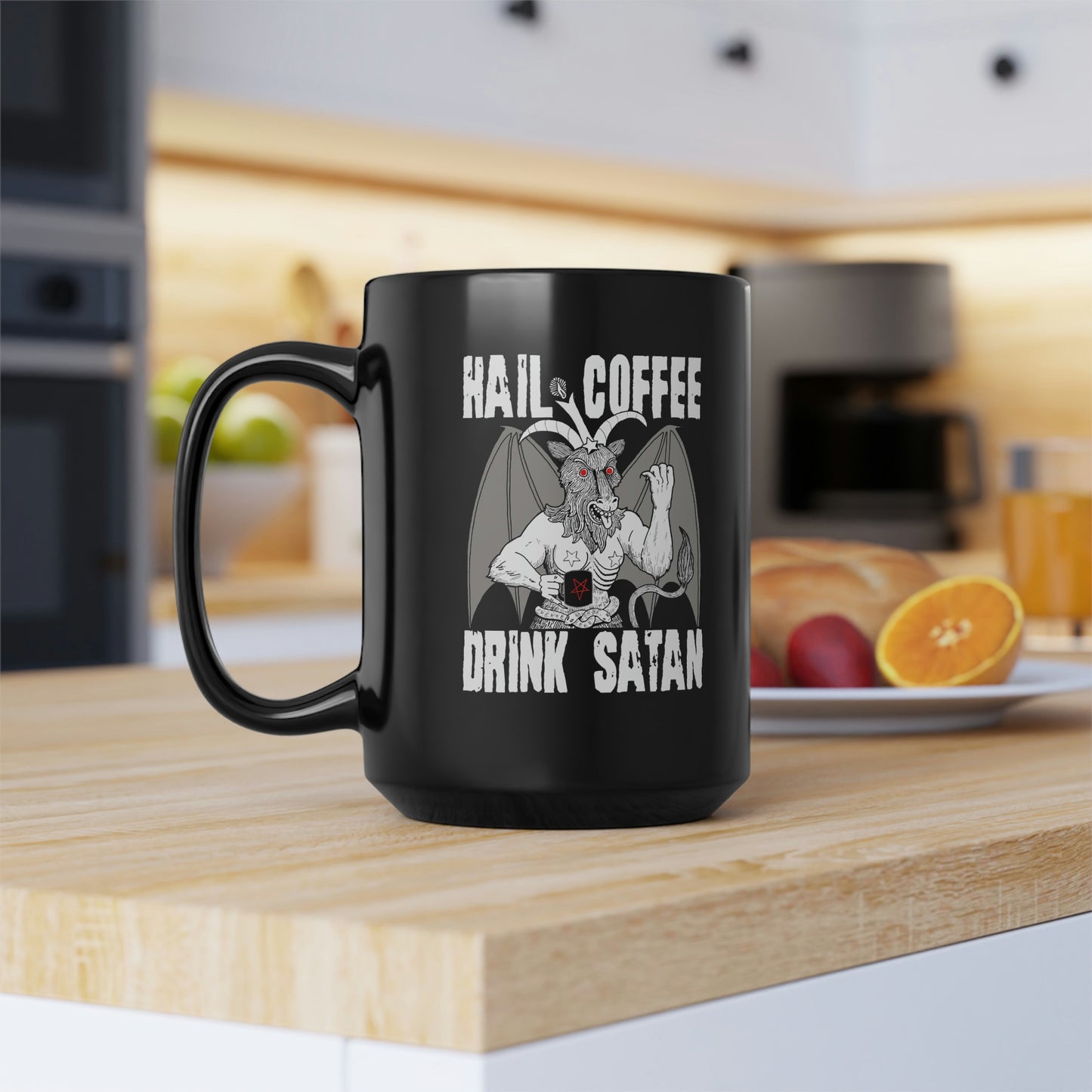 Hail Coffee Drink Satan Black Mug - 15oz