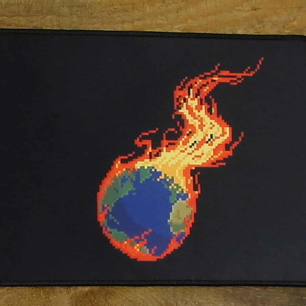 Pixel Burning Earth Mousepad or Desk Mat