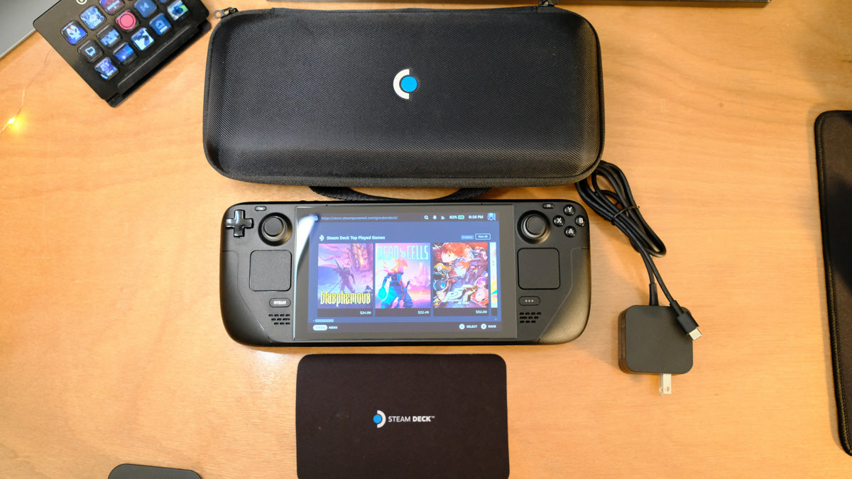 Steam Deck LCD - 512GB, Clear Back Cover, Dock, Case