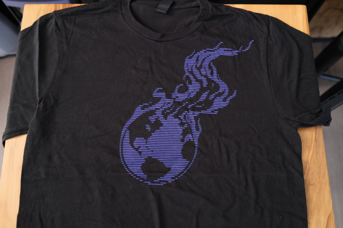 Cyberpunk Purple Burning Earth Logo T-Shirt