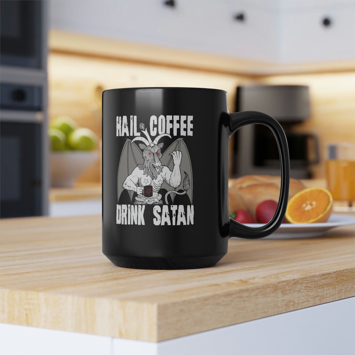 Hail Coffee Drink Satan Black Mug - 15oz