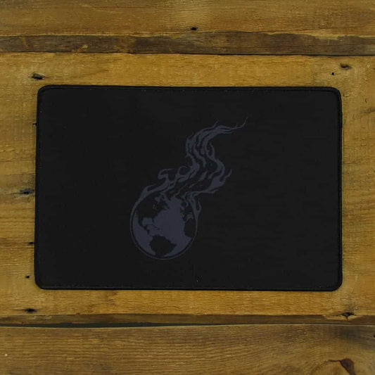 Burning Earth Mousepad or Desk Mat - Gray Logo