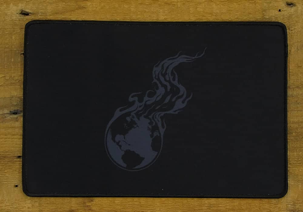 Burning Earth Mousepad or Desk Mat - Gray Logo